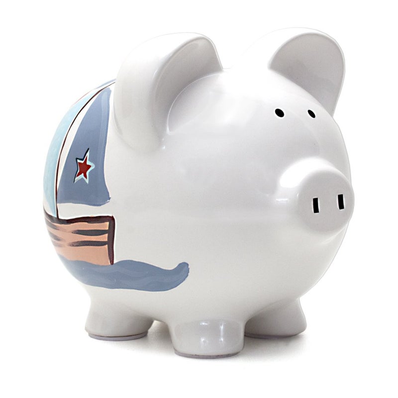 Child to Cherish Ceramic Piggy Bank for Boys (Nautical Design) - Image 1